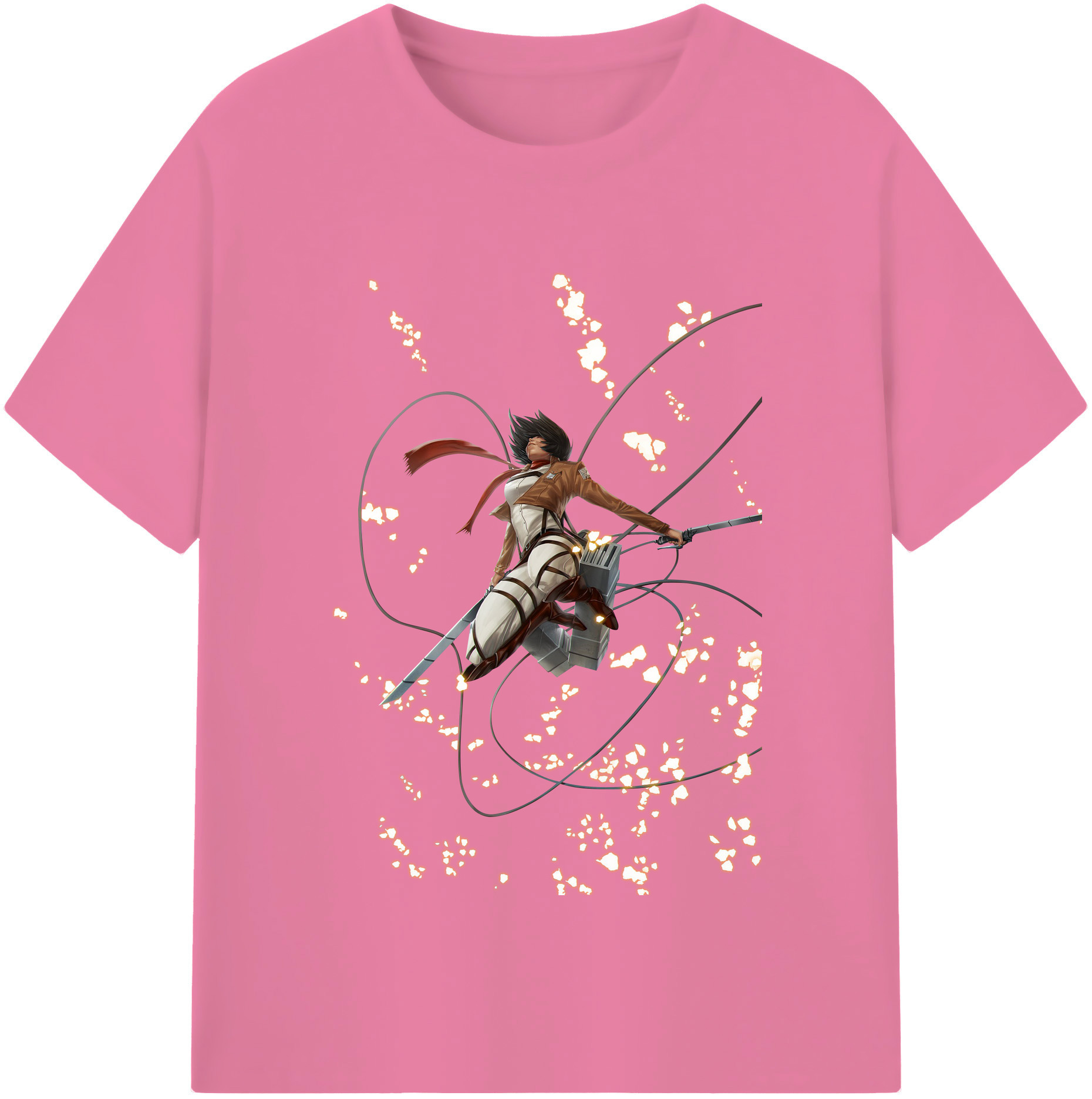 （画像用） 進撃の巨人 ミカサ·アッカーマン Attack on Titan Mikasa Ackerman 綿100％半袖Tシャツ（フロントプリント）